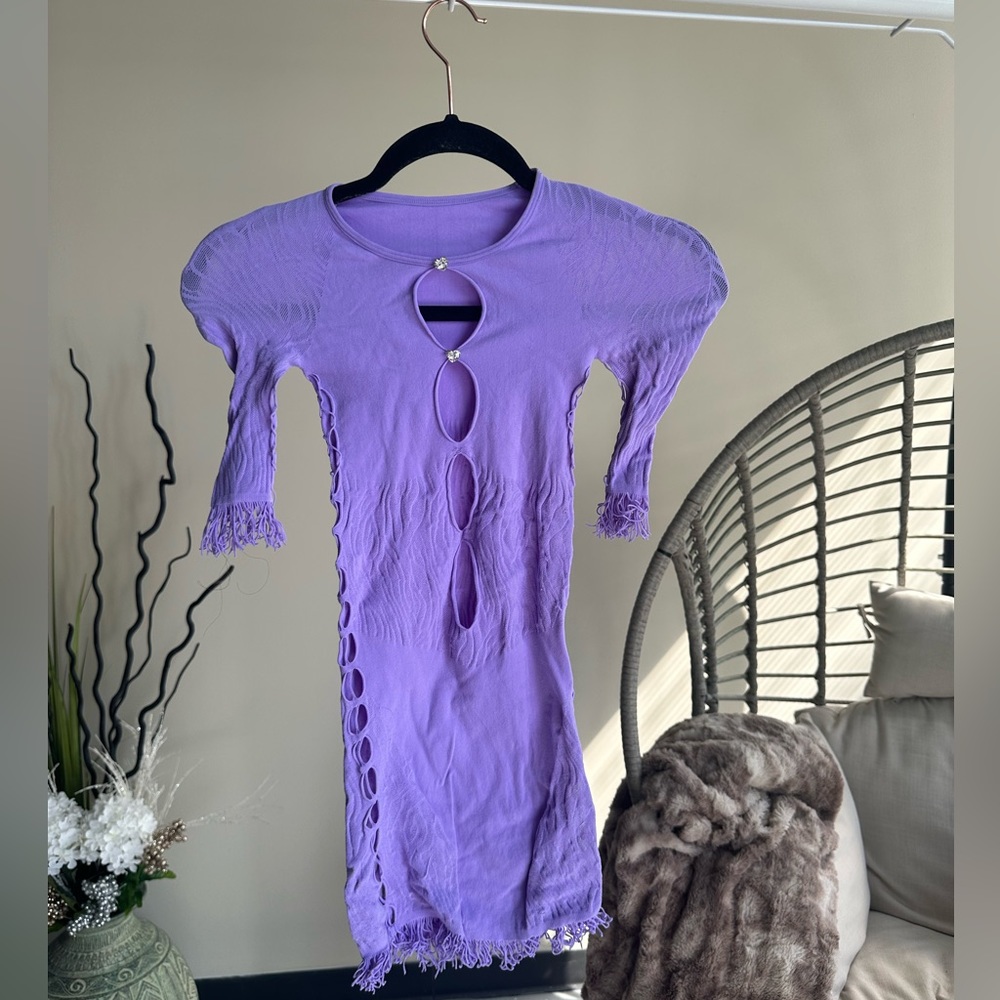 POSTER GIRL Lavender/Purple Cutout Mini Dress